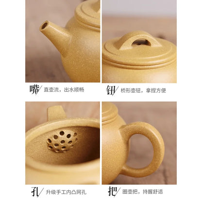 Deyuanchang Yixing Purple Clay Pot Handmade Raw Ore Pear Skin Mud Hanwa Pot Aid Chen Liping Semi-Handmade