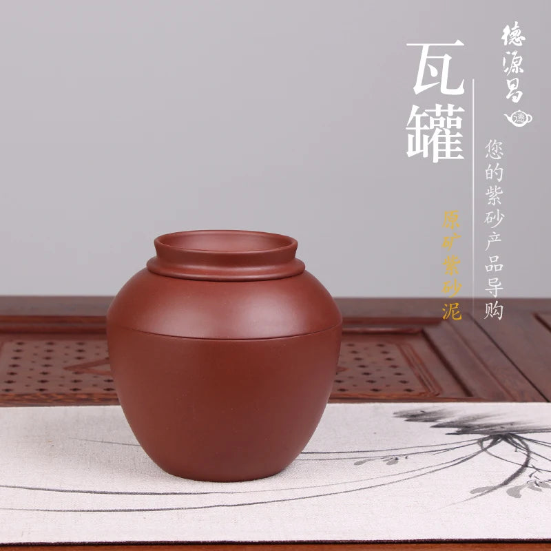 Deyuanchang Yixing Purple Sand Tea Caddy Earthen Jar Handmade Sealed Storage Jar Raw Ore Purple Clay