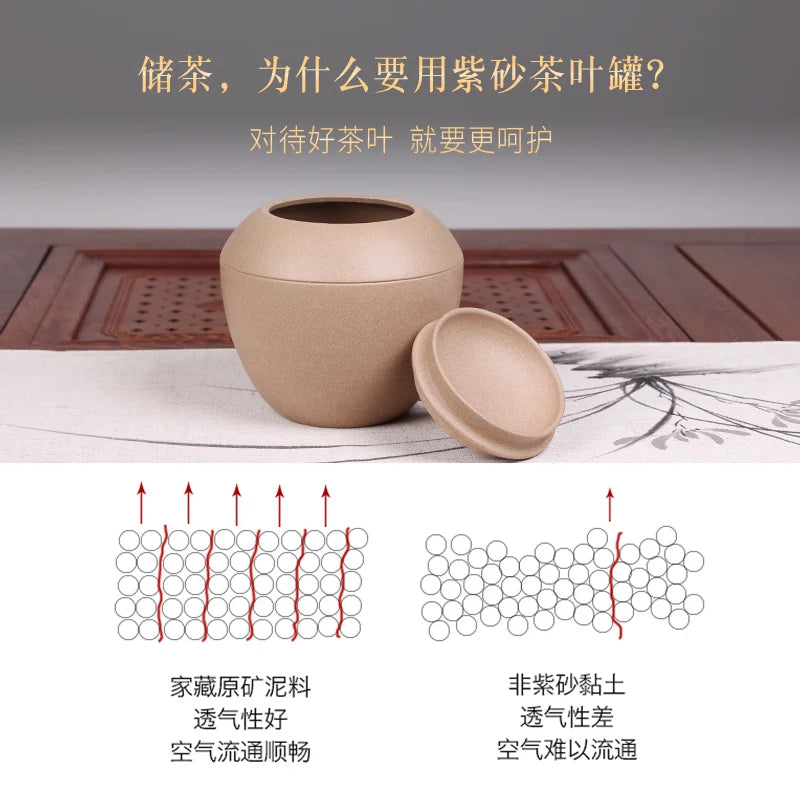 Deyuanchang Yixing Purple Sand Tea Caddy Earthen Jar Handmade Sealed Storage Jar Raw Ore Purple Clay
