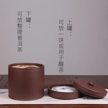 Deyuanchang Yixing Purple Sand Tea Caddy Pu'er Tea Tea Cookie Jar Handmade Sealed Storage Jar Raw Ore Purple Clay