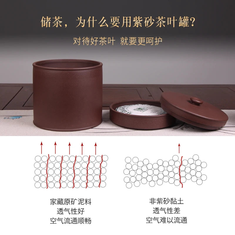 Deyuanchang Yixing Purple Sand Tea Caddy Pu'er Tea Tea Cookie Jar Handmade Sealed Storage Jar Raw Ore Purple Clay