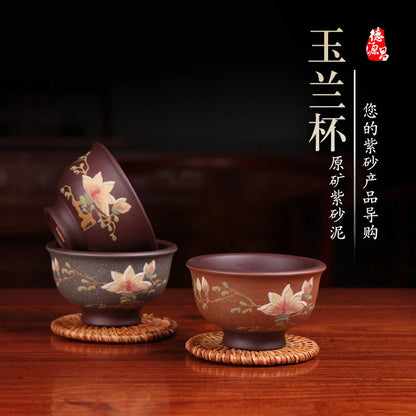 Deyuanchang Yixing Purple Sand Tea Tasting Cup Master Cup Magnolia Pressure Bottle Handmade Kung Fu Single Tea Cup Tea Cup
