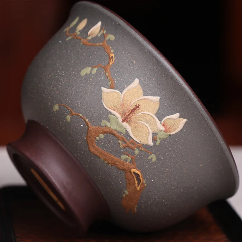 Deyuanchang Yixing Purple Sand Tea Tasting Cup Master Cup Magnolia Pressure Bottle Handmade Kung Fu Single Tea Cup Tea Cup
