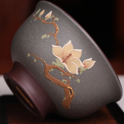 Deyuanchang Yixing Purple Sand Tea Tasting Cup Master Cup Magnolia Pressure Bottle Handmade Kung Fu Single Tea Cup Tea Cup