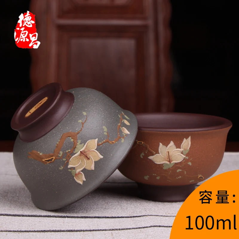 Deyuanchang Yixing Purple Sand Tea Tasting Cup Master Cup Magnolia Pressure Bottle Handmade Kung Fu Single Tea Cup Tea Cup