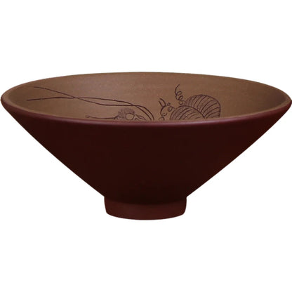 Deyuanchang Yixing Zisha Cup Handmade Master Cup Large Bamboo Hat Engraving Tea Cup Kung Fu Tea Cup Single Tea Cup