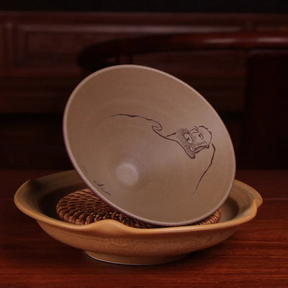 Deyuanchang Yixing Zisha Cup Handmade Master Cup Large Bamboo Hat Engraving Tea Cup Kung Fu Tea Cup Single Tea Cup