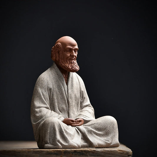 Dharma statue figurine handmade artware yixing zisha purple clay tea pet table decoration hand carved vivid craft made in China