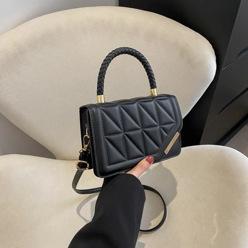 Diamond Bag Women 2024 New Portable Small Square Bag Chain Solid Color Single Shoulder Crossbody Bag Luxury Designer Handbag
