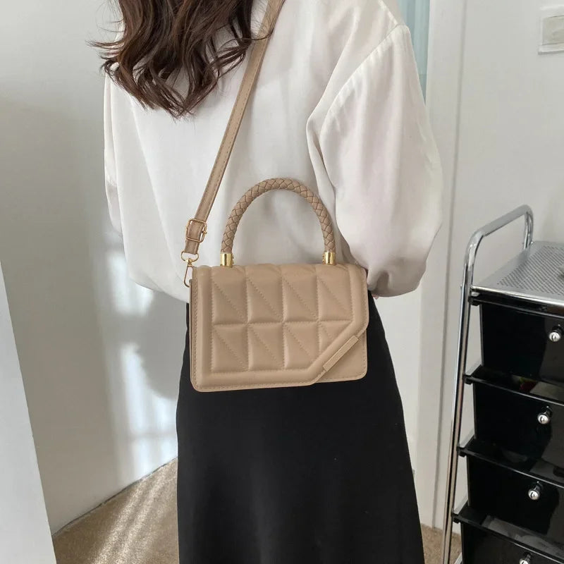 Diamond Bag Women 2024 New Portable Small Square Bag Chain Solid Color Single Shoulder Crossbody Bag Luxury Designer Handbag