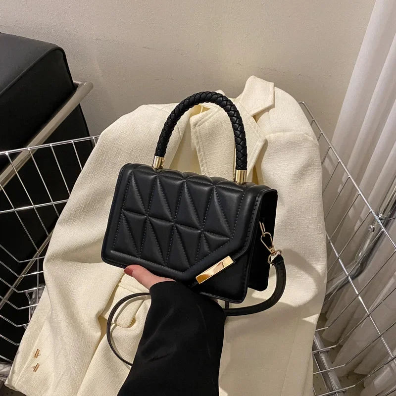 Diamond Bag Women 2024 New Portable Small Square Bag Chain Solid Color Single Shoulder Crossbody Bag Luxury Designer Handbag