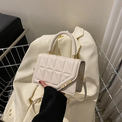 Diamond Bag Women 2024 New Portable Small Square Bag Chain Solid Color Single Shoulder Crossbody Bag Luxury Designer Handbag