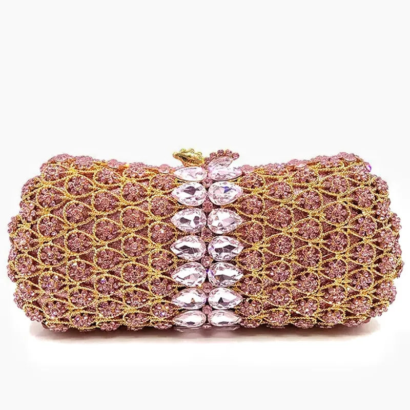 Diamond Bags Rhinestone Crystal Clutch Purse Gold Metal Evening Wedding Bridesmaid Handbags New100% Handmade Women