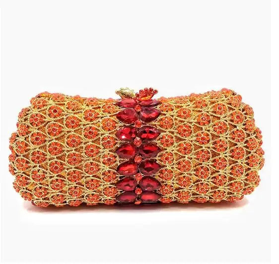 Diamond Bags Rhinestone Crystal Clutch Purse Gold Metal Evening Wedding Bridesmaid Handbags New100% Handmade Women