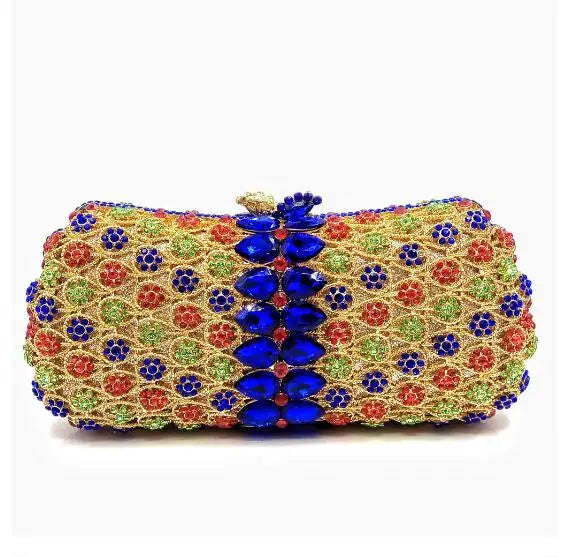 Diamond Bags Rhinestone Crystal Clutch Purse Gold Metal Evening Wedding Bridesmaid Handbags New100% Handmade Women