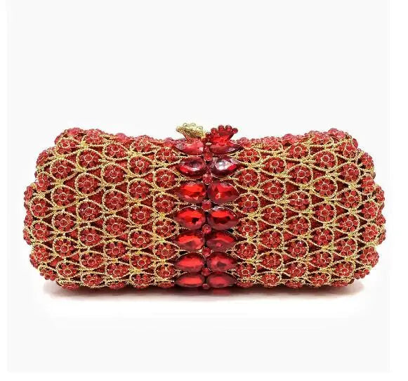 Diamond Bags Rhinestone Crystal Clutch Purse Gold Metal Evening Wedding Bridesmaid Handbags New100% Handmade Women