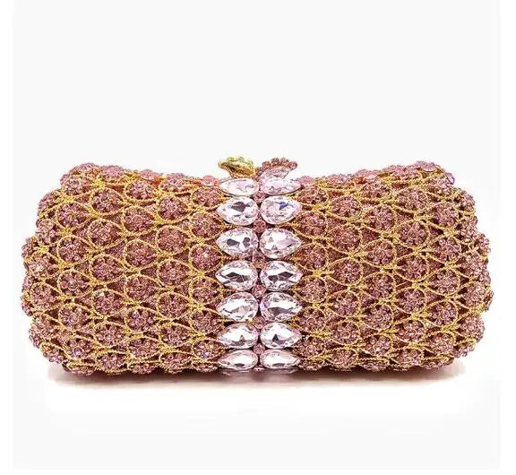 Diamond Bags Rhinestone Crystal Clutch Purse Gold Metal Evening Wedding Bridesmaid Handbags New100% Handmade Women