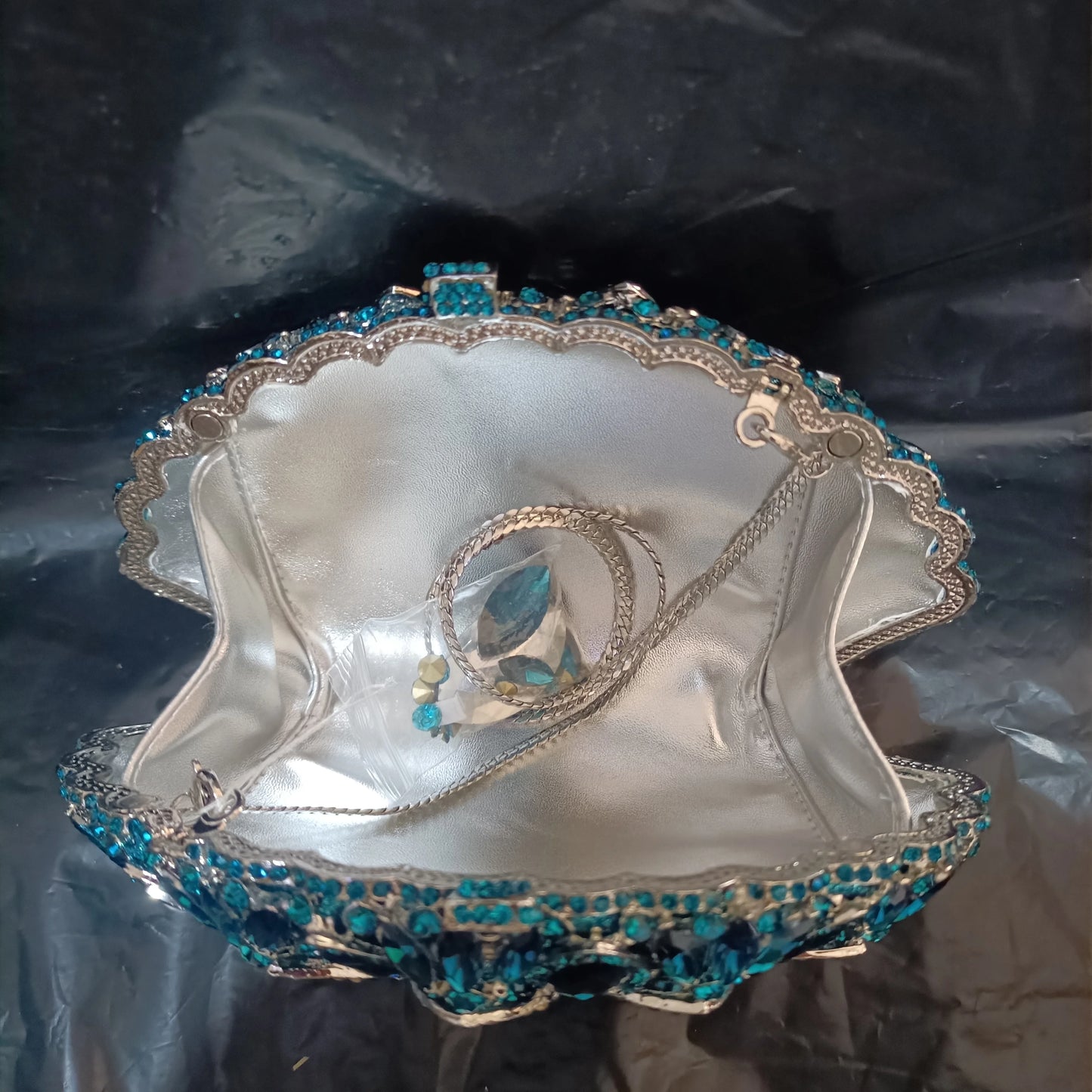 Diamond Green Blue Ladies Hollow Flower Handbag Woman Wedding Bridal Party Bag Crystal Stone Floral Dinner Gala Birthday Purse