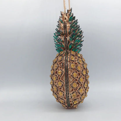 Diamond Pineapple Evening Clutch Bag Party Wedding Women 2024 Luxury Designer Rhinestone Metallic Purses Fruit Crystal Handbag