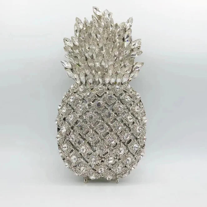 Diamond Pineapple Evening Clutch Bag Party Wedding Women 2024 Luxury Designer Rhinestone Metallic Purses Fruit Crystal Handbag