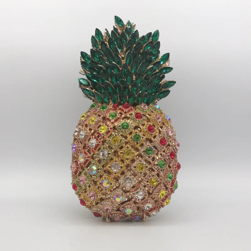 Diamond Pineapple Evening Clutch Bag Party Wedding Women 2024 Luxury Designer Rhinestone Metallic Purses Fruit Crystal Handbag