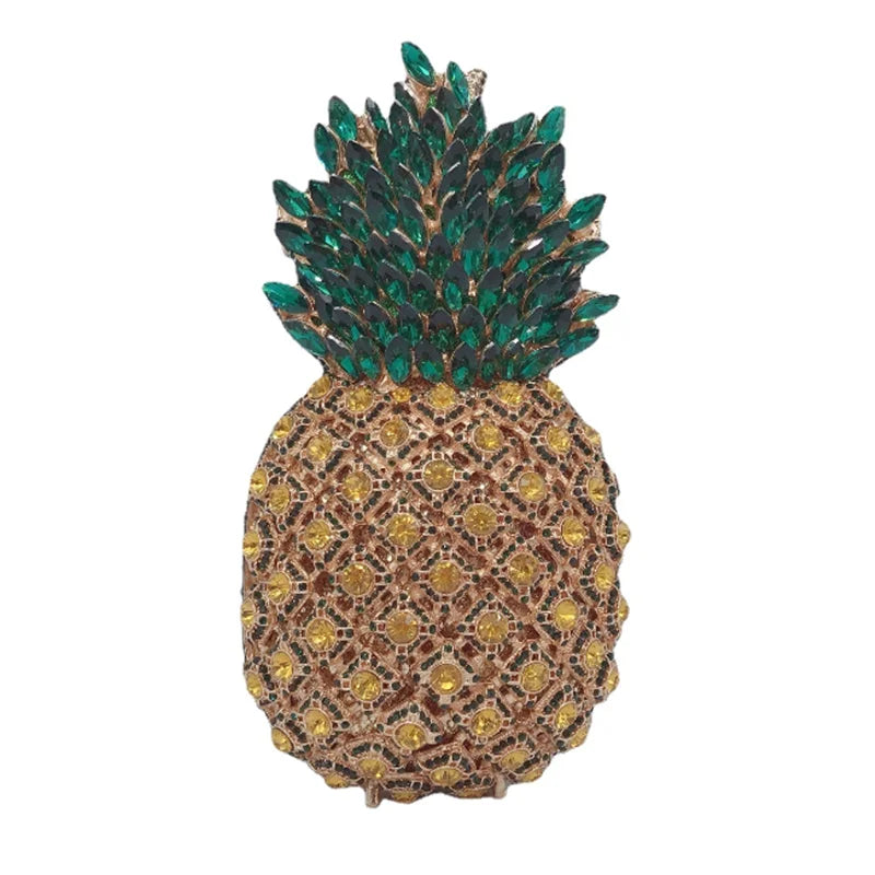 Diamond Pineapple Evening Clutch Bag Party Wedding Women 2024 Luxury Designer Rhinestone Metallic Purses Fruit Crystal Handbag