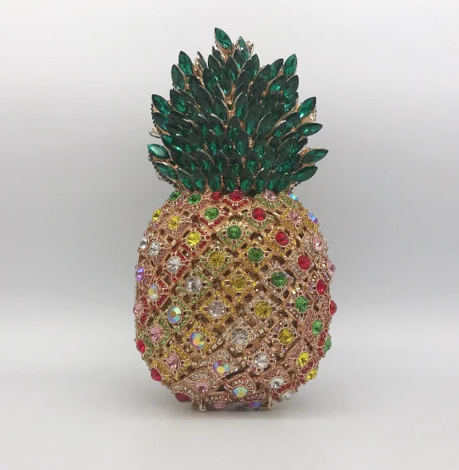 Diamond Pineapple Evening Clutch Bag Party Wedding Women 2024 Luxury Designer Rhinestone Metallic Purses Fruit Crystal Handbag