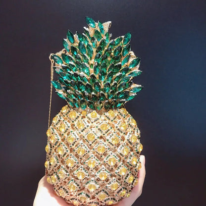Diamond Pineapple Evening Clutch Bag Party Wedding Women 2024 Luxury Designer Rhinestone Metallic Purses Fruit Crystal Handbag