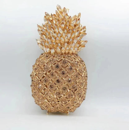 Diamond Pineapple Evening Clutch Bag Party Wedding Women 2024 Luxury Designer Rhinestone Metallic Purses Fruit Crystal Handbag