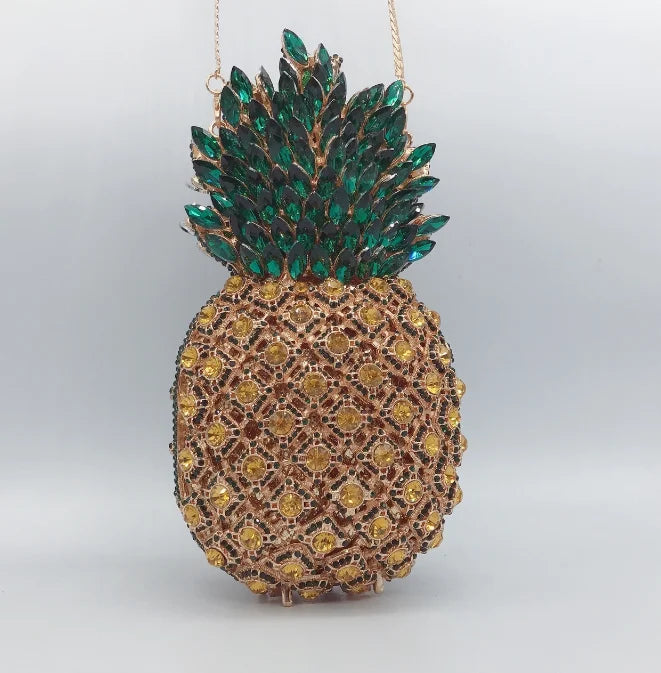 Diamond Pineapple Evening Clutch Bag Party Wedding Women 2024 Luxury Designer Rhinestone Metallic Purses Fruit Crystal Handbag