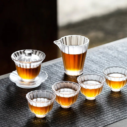Diamond Tea Cup Glass Master Cup Japanese Style Kung Fu Tea Set Personal Tea Cup Set Thickened Glass Single Cup