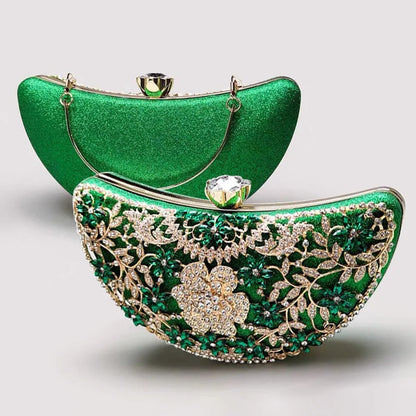 Diamond Women Clutch Evening Bags Bridal Crystal Flower Handbags Purses Luxurious Wedding Party Vintage Dinner Bag for Cheongsam