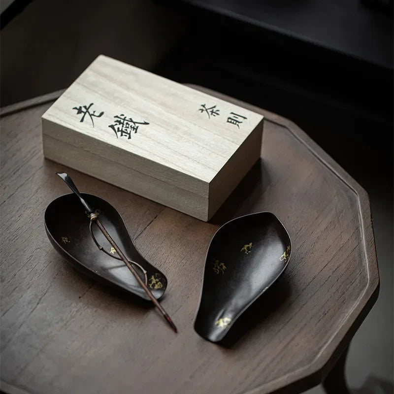 Dianjin Old Iron Tea Spoon Tea Spoon Tea Holder Get Caddy Spoon Kung Fu Tea Utensils Tea Ceremony Six Items Shovel Spoon