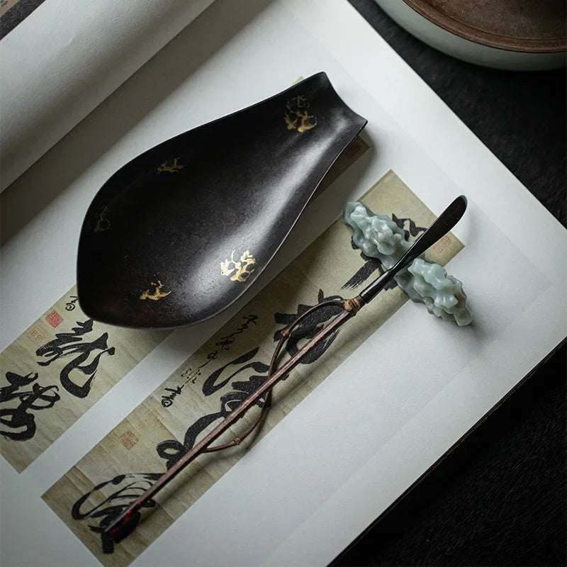 Dianjin Old Iron Tea Spoon Tea Spoon Tea Holder Get Caddy Spoon Kung Fu Tea Utensils Tea Ceremony Six Items Shovel Spoon