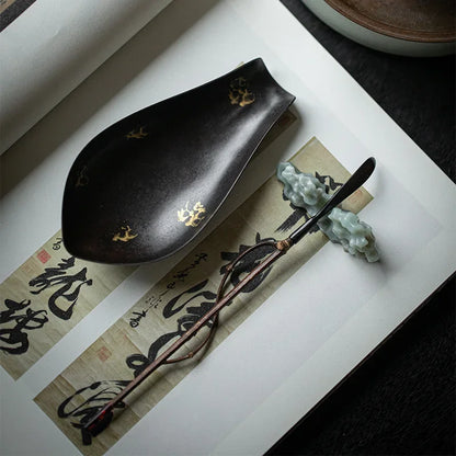 Dianjin Old Iron Tea Spoon Tea Spoon Tea Holder Get Caddy Spoon Kung Fu Tea Utensils Tea Ceremony Six Items Shovel Spoon