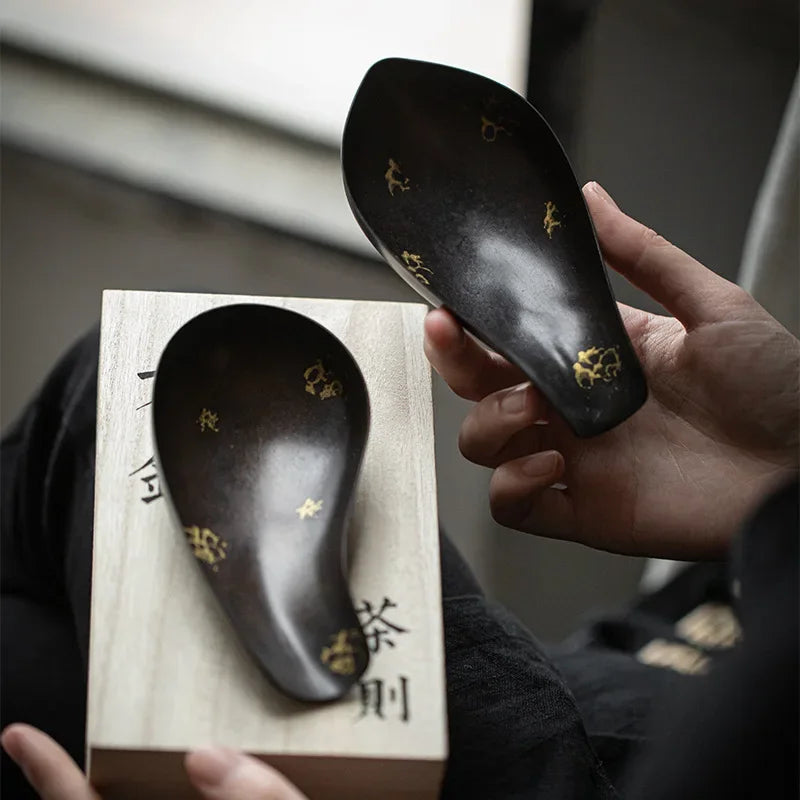 Dianjin Old Iron Tea Spoon Tea Spoon Tea Holder Get Caddy Spoon Kung Fu Tea Utensils Tea Ceremony Six Items Shovel Spoon
