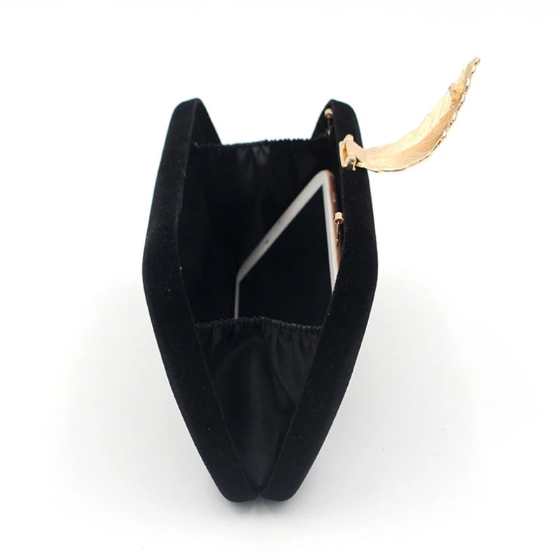 Dinner Evening Handbag Chain Shoulder Bag Leaf Buckle Banquet Purse Bag Wedding Prom Crossbody Bag