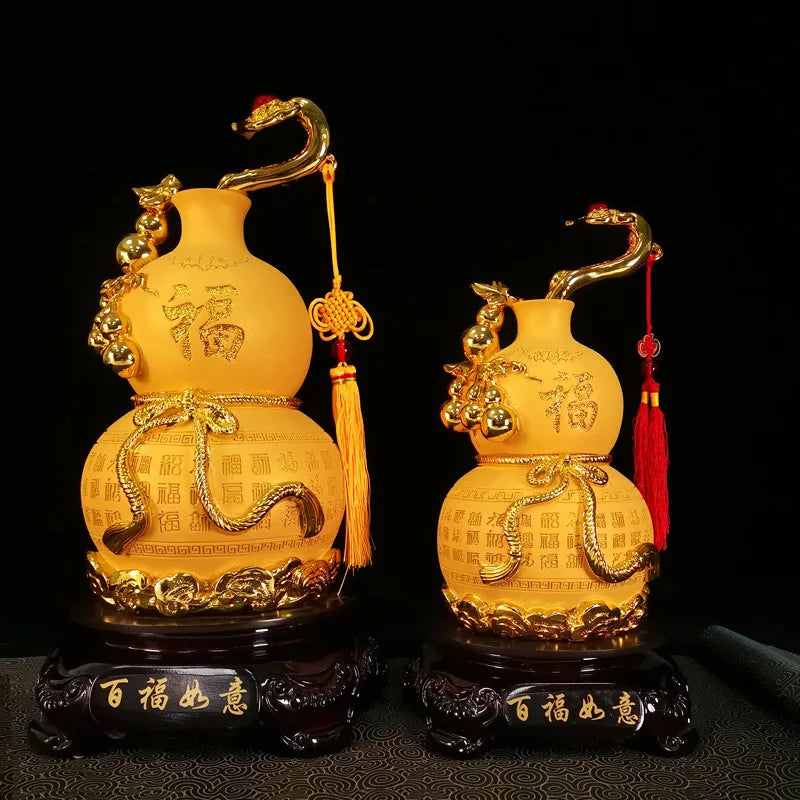 Divance Resin Gold Gourd Decoration Zhaocai Large Home Feng Shui Living Room Office Decoration Baifu Linmen