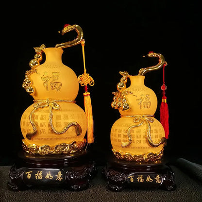 Divance Resin Gold Gourd Decoration Zhaocai Large Home Feng Shui Living Room Office Decoration Baifu Linmen