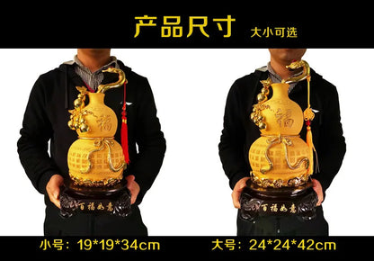 Divance Resin Gold Gourd Decoration Zhaocai Large Home Feng Shui Living Room Office Decoration Baifu Linmen