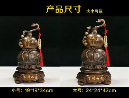 Divance Resin Gold Gourd Decoration Zhaocai Large Home Feng Shui Living Room Office Decoration Baifu Linmen