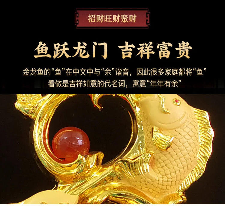 Divance Resin Sand Gold Is Booming, Attracting Wealth Golden Arowana Ornaments, Handicrafts, Office Decoration and Opening Gifts