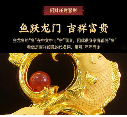 Divance Resin Sand Gold Is Booming, Attracting Wealth Golden Arowana Ornaments, Handicrafts, Office Decoration and Opening Gifts