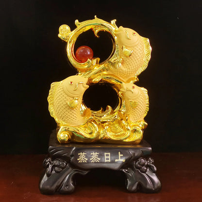 Divance Resin Sand Gold Is Booming, Attracting Wealth Golden Arowana Ornaments, Handicrafts, Office Decoration and Opening Gifts