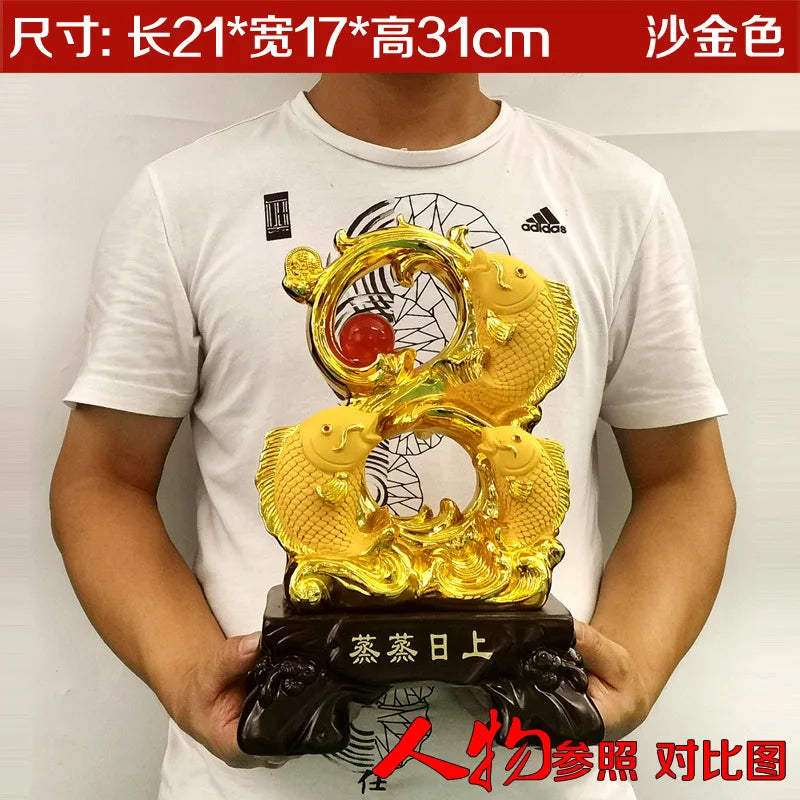 Divance Resin Sand Gold Is Booming, Attracting Wealth Golden Arowana Ornaments, Handicrafts, Office Decoration and Opening Gifts