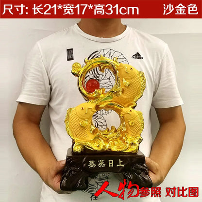 Divance Resin Sand Gold Is Booming, Attracting Wealth Golden Arowana Ornaments, Handicrafts, Office Decoration and Opening Gifts