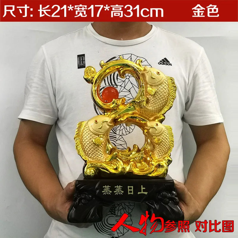 Divance Resin Sand Gold Is Booming, Attracting Wealth Golden Arowana Ornaments, Handicrafts, Office Decoration and Opening Gifts
