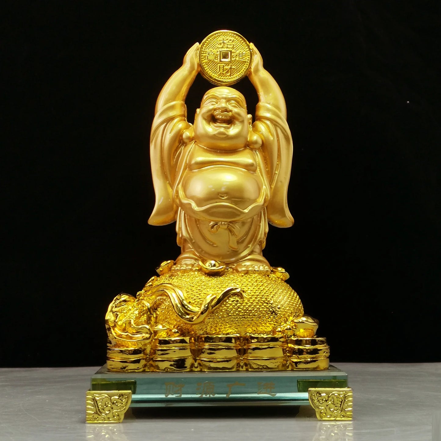 Divance resin crafts Golden Crystal fortune Maitreya small ornaments opening ceremony company customized wholesale