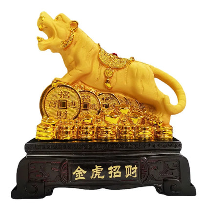 Divance resin fortune gold tiger ornaments year of the statue Tiger mascot crafts insurance bank celebration opening gift