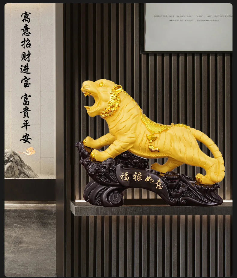 Divance resin fortune tiger ornaments town house year of the Tiger mascot move home desktop decoration opening gift